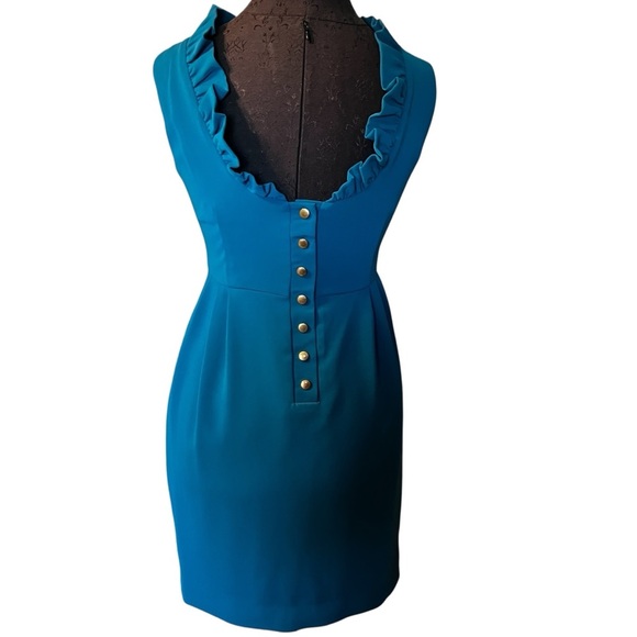 Camilyn Beth Blue Ruffle Collar Snap Back Cocktail Dress Size 2 - Picture 7 of 8
